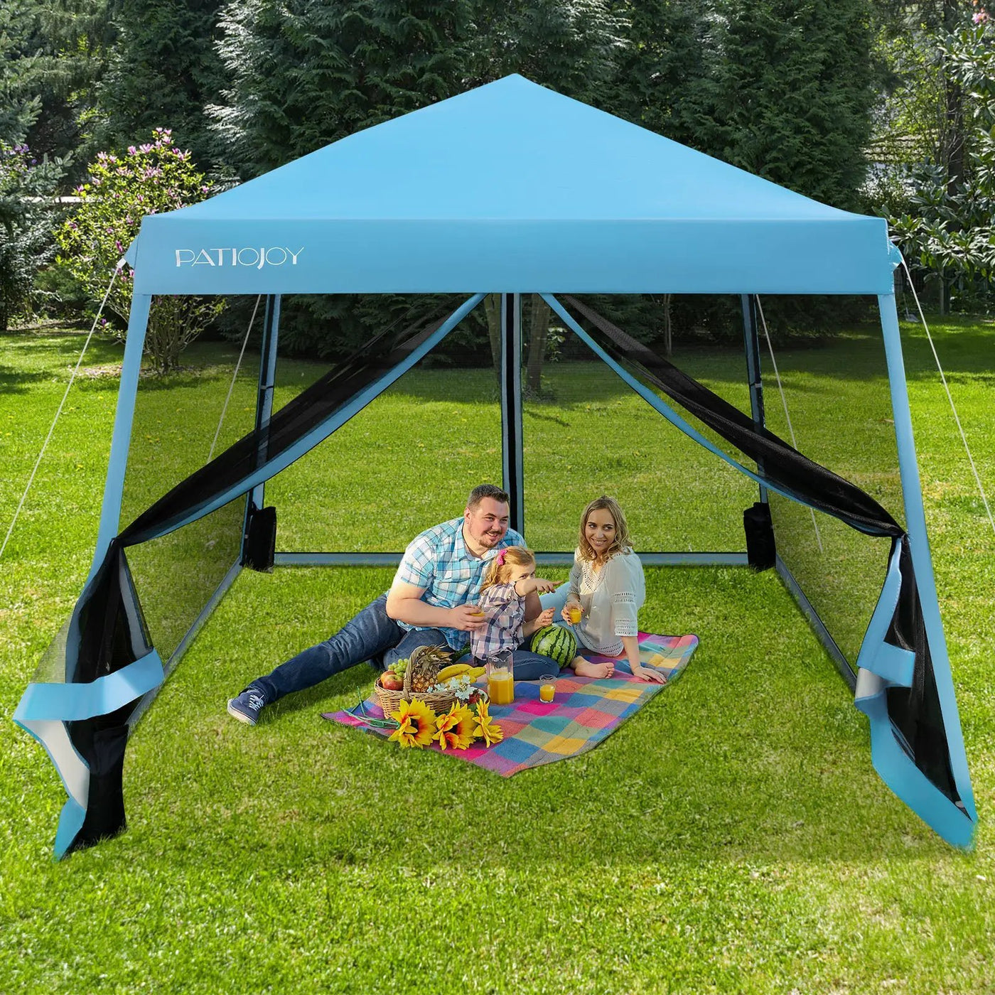 10 x 10 Feet Pop Up Canopy with with Mesh Sidewalls and Roller Bag by DirectDeals