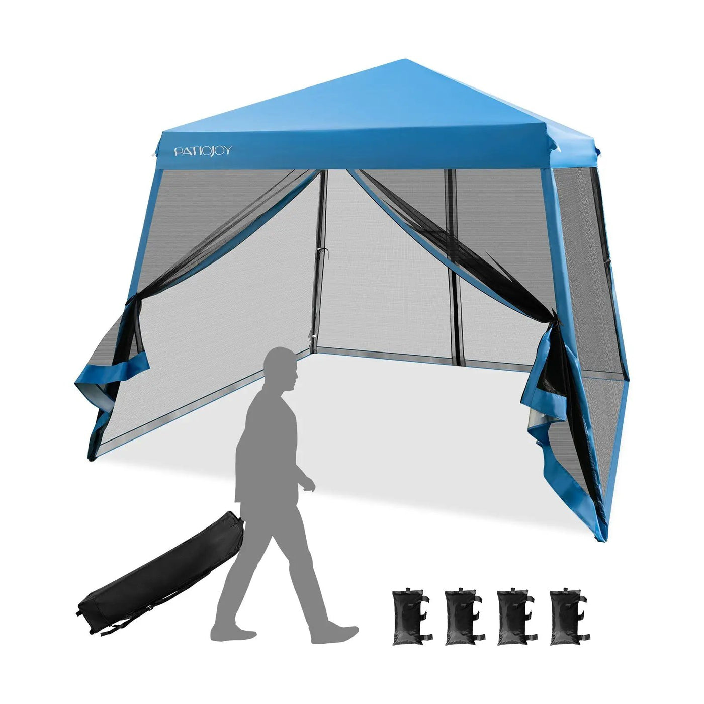 10 x 10 Feet Pop Up Canopy with with Mesh Sidewalls and Roller Bag by DirectDeals