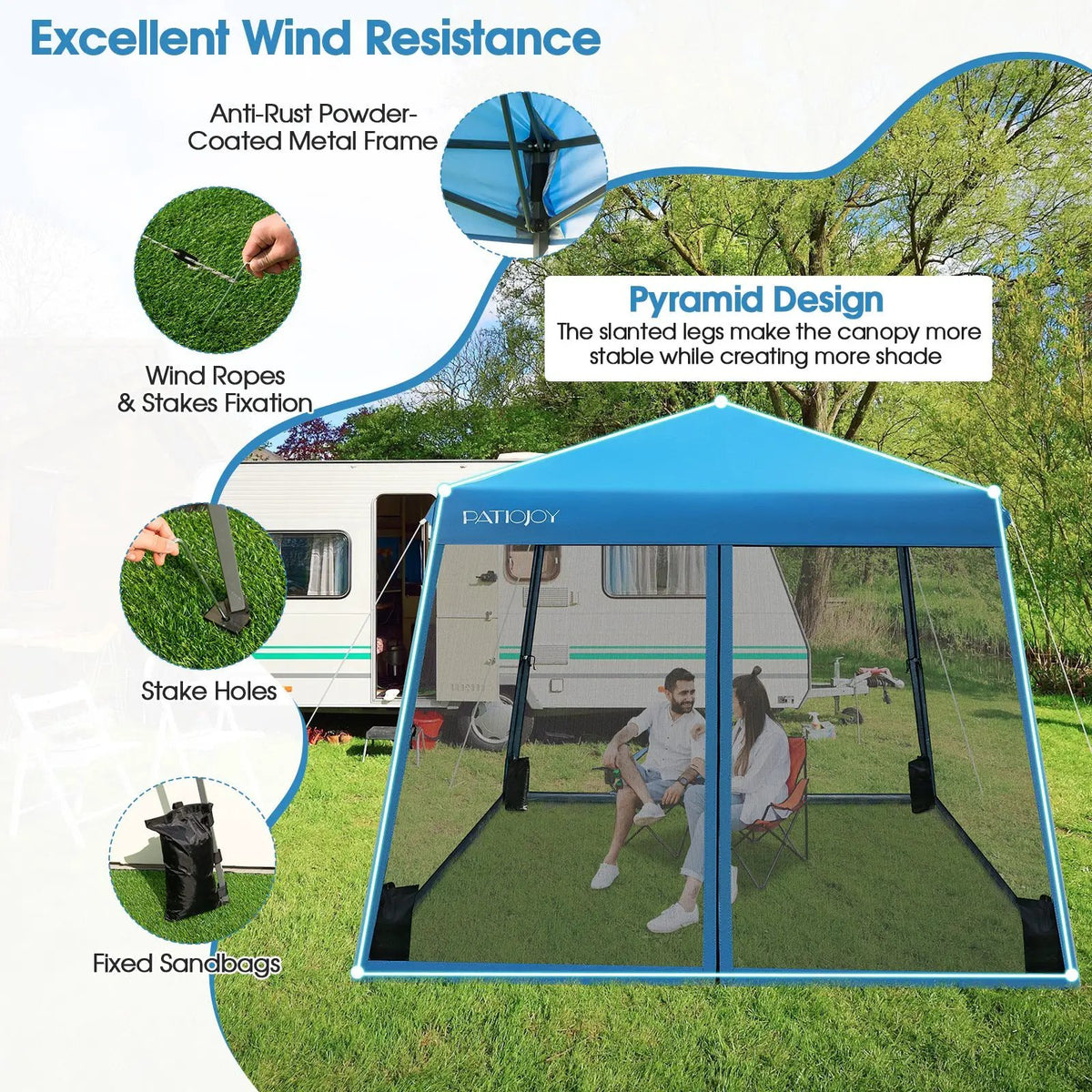 10 x 10 Feet Pop Up Canopy with with Mesh Sidewalls and Roller Bag by DirectDeals