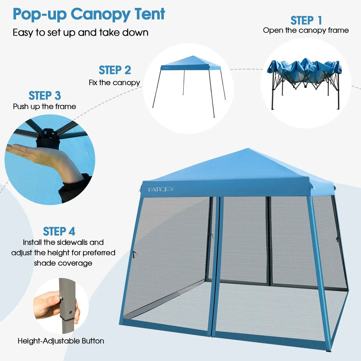 10 x 10 Feet Pop Up Canopy with with Mesh Sidewalls and Roller Bag by DirectDeals