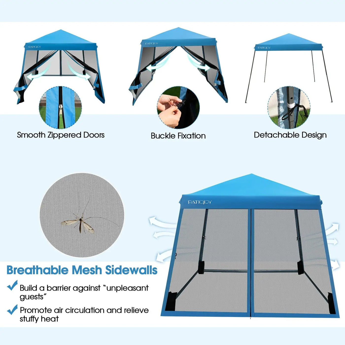 10 x 10 Feet Pop Up Canopy with with Mesh Sidewalls and Roller Bag by DirectDeals