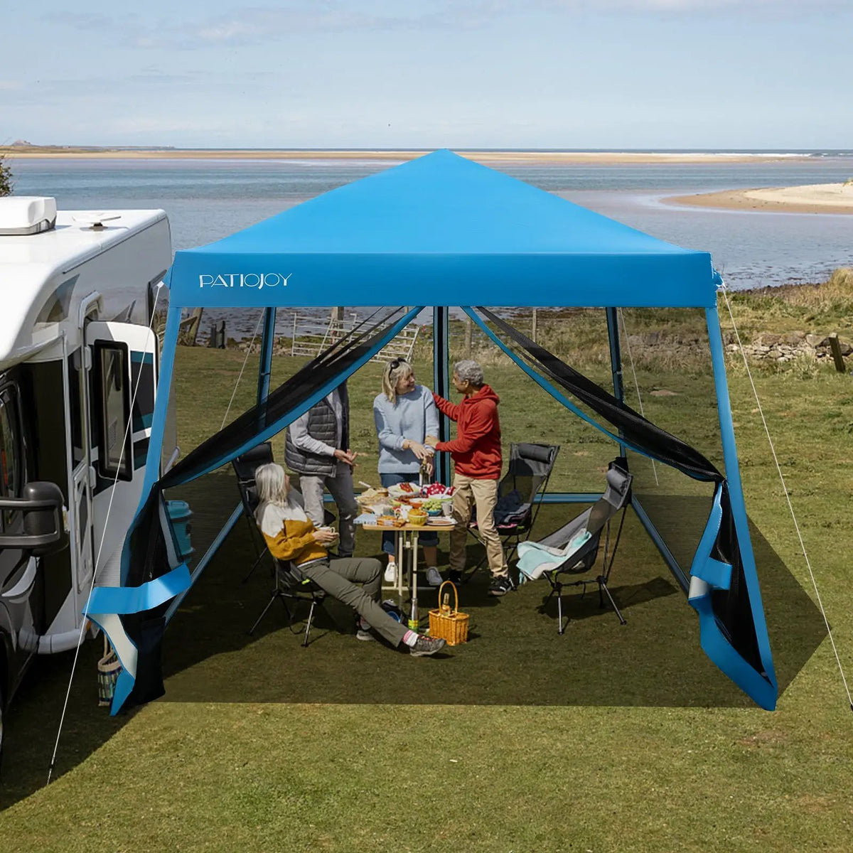 10 x 10 Feet Pop Up Canopy with with Mesh Sidewalls and Roller Bag by DirectDeals