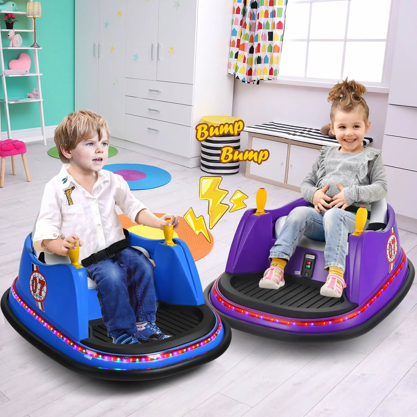 12V Electric Kids Ride On Bumper Car with Flashing Lights for Toddlers by DirectDeals