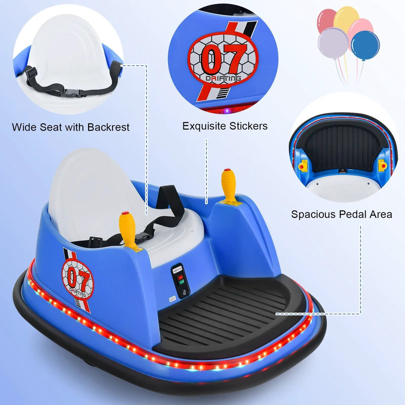 12V Electric Kids Ride On Bumper Car with Flashing Lights for Toddlers by DirectDeals