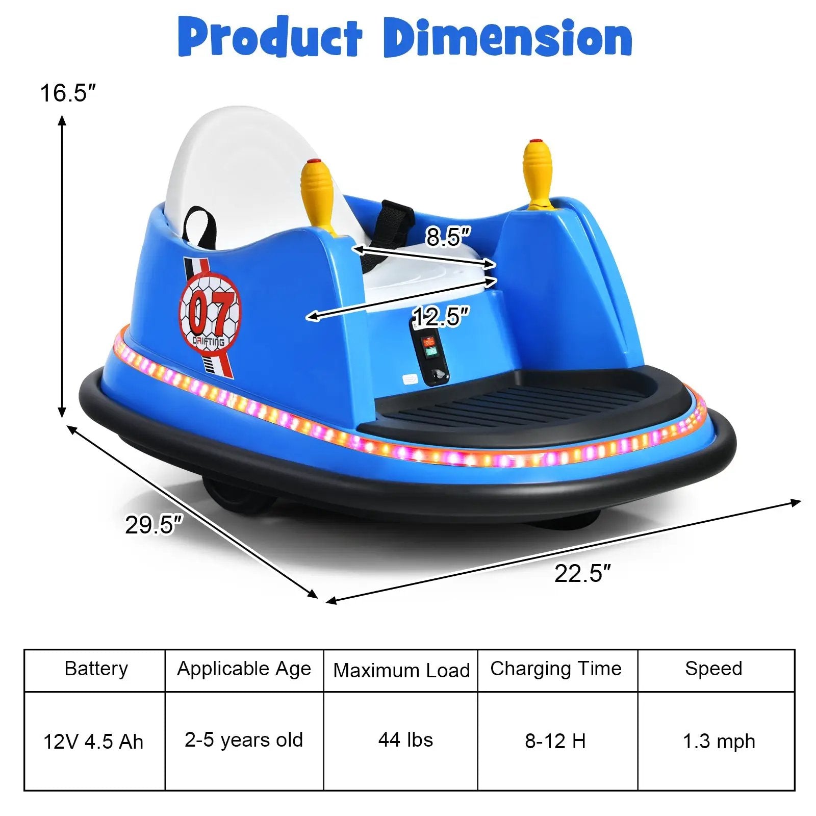 12V Electric Kids Ride On Bumper Car with Flashing Lights for Toddlers by DirectDeals