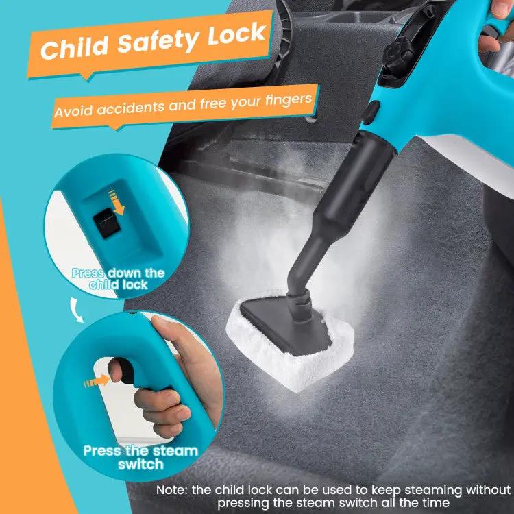 1400W Handheld Steam Cleaner with 14-Piece Accessory Kit and Child Lock by DirectDeals