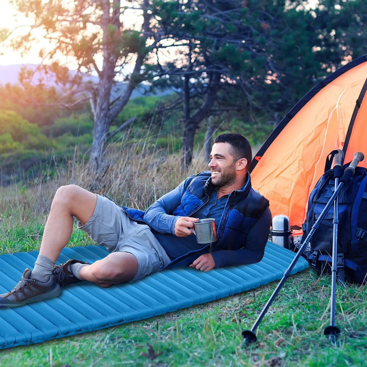 3 Inch Thick Inflatable Waterproof Camping Sleeping Pad by DirectDeals