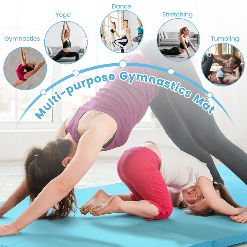4-Panel Folding Gymnastics Mat with Carrying Handles for Home Gym-Navy by DirectDeals