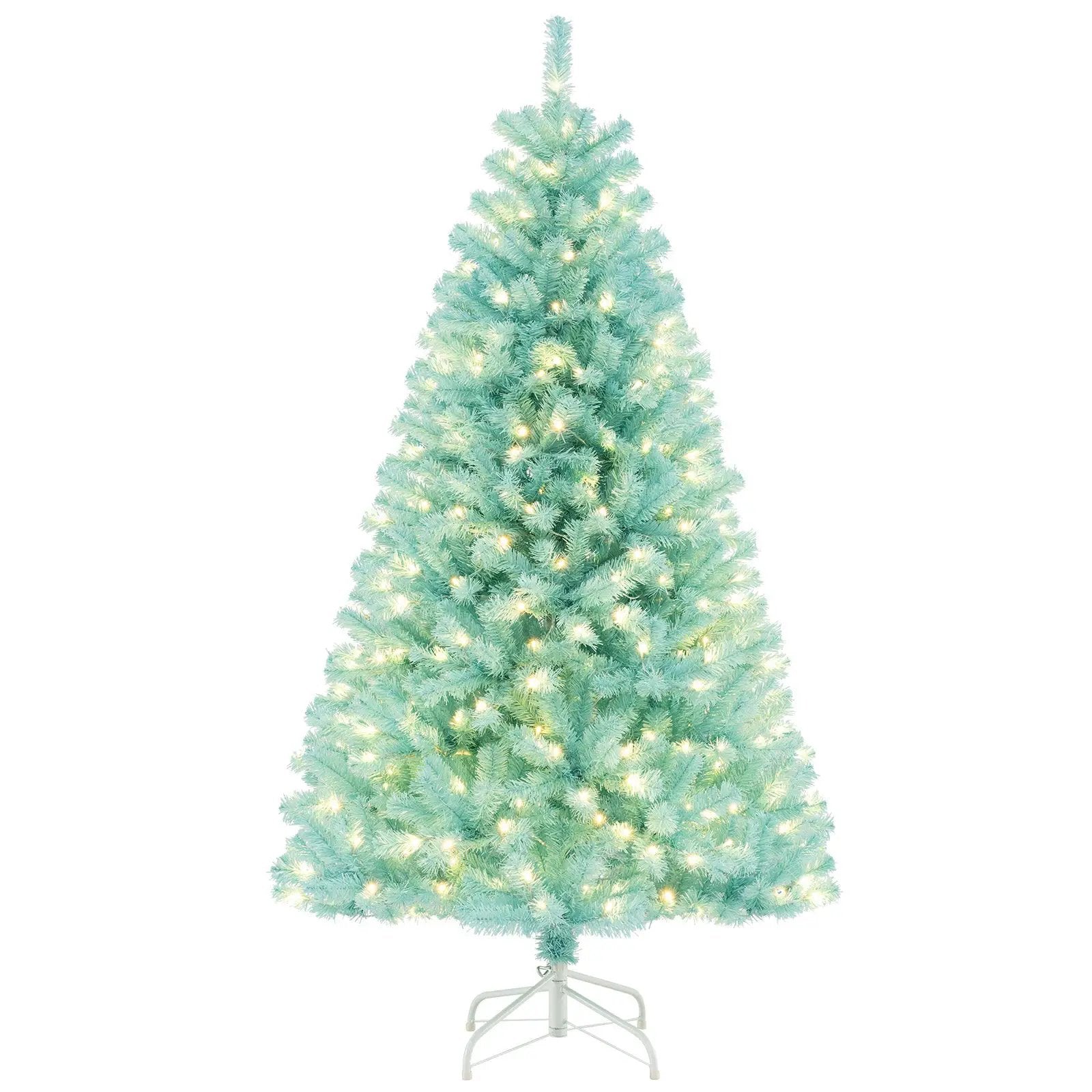 6/7 FT Blue Artificial Christmas Tree with 280/380 Warm White LED Lights and Foldable Metal Stand by DirectDeals