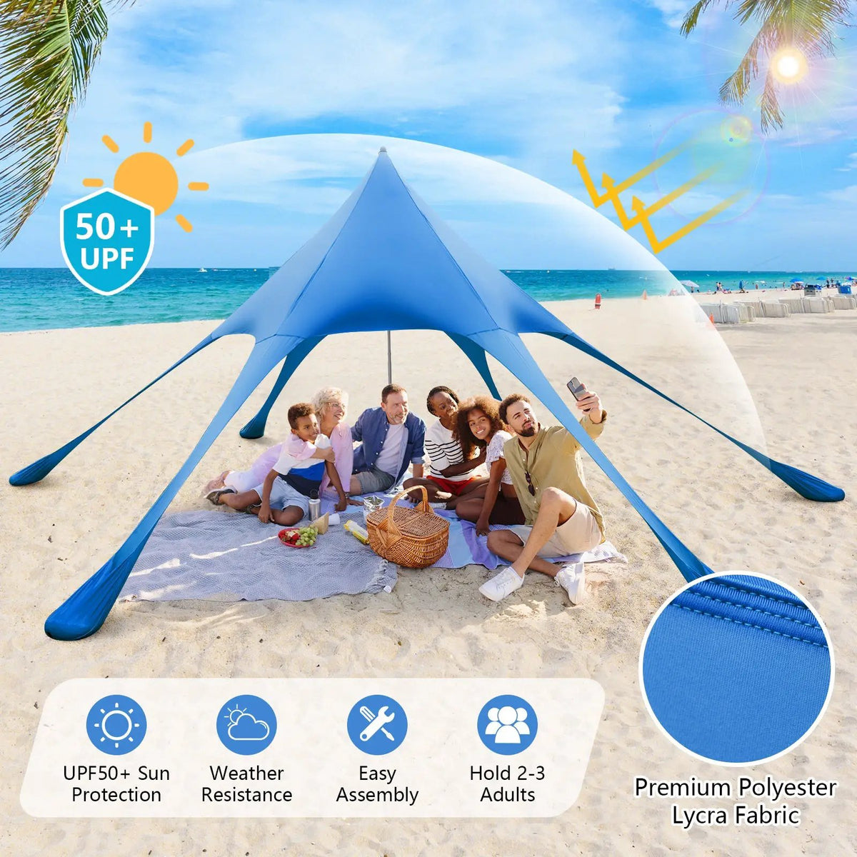 20 x 20 Feet Beach Canopy Tent with UPF50+ Sun Protection and Shovel by DirectDeals