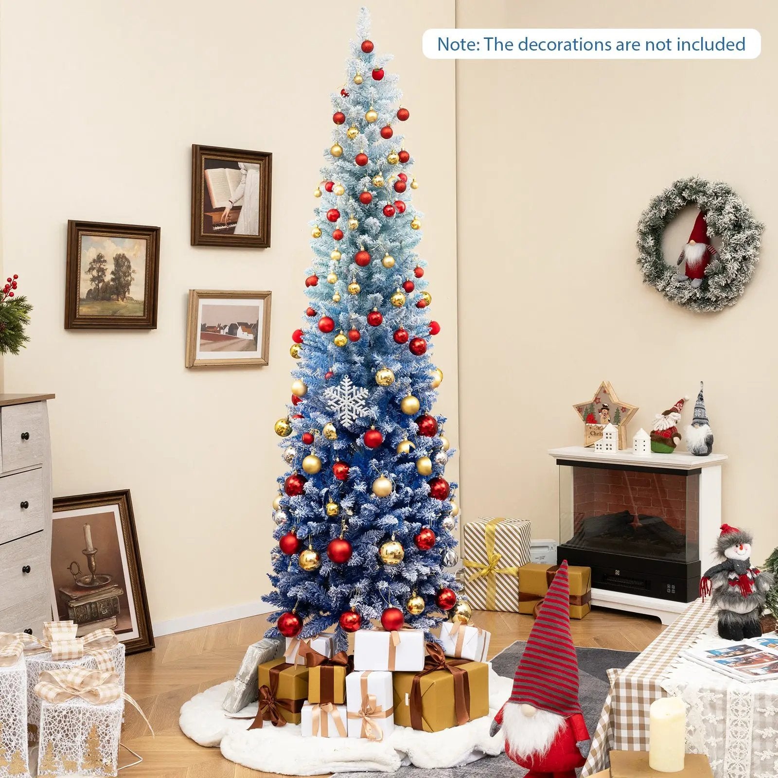 7 Feet Blue Gradient Snow Flocked Artificial Christmas Tree-Blue by DirectDeals