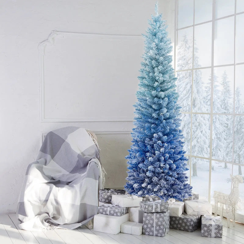 6 Feet Blue Gradient Snow Flocked Artificial Christmas Tree-Blue by DirectDeals