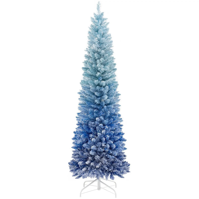 6 Feet Blue Gradient Snow Flocked Artificial Christmas Tree-Blue by DirectDeals