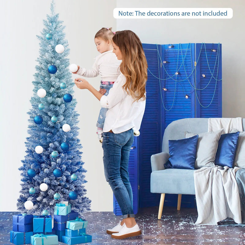 6 Feet Blue Gradient Snow Flocked Artificial Christmas Tree-Blue by DirectDeals