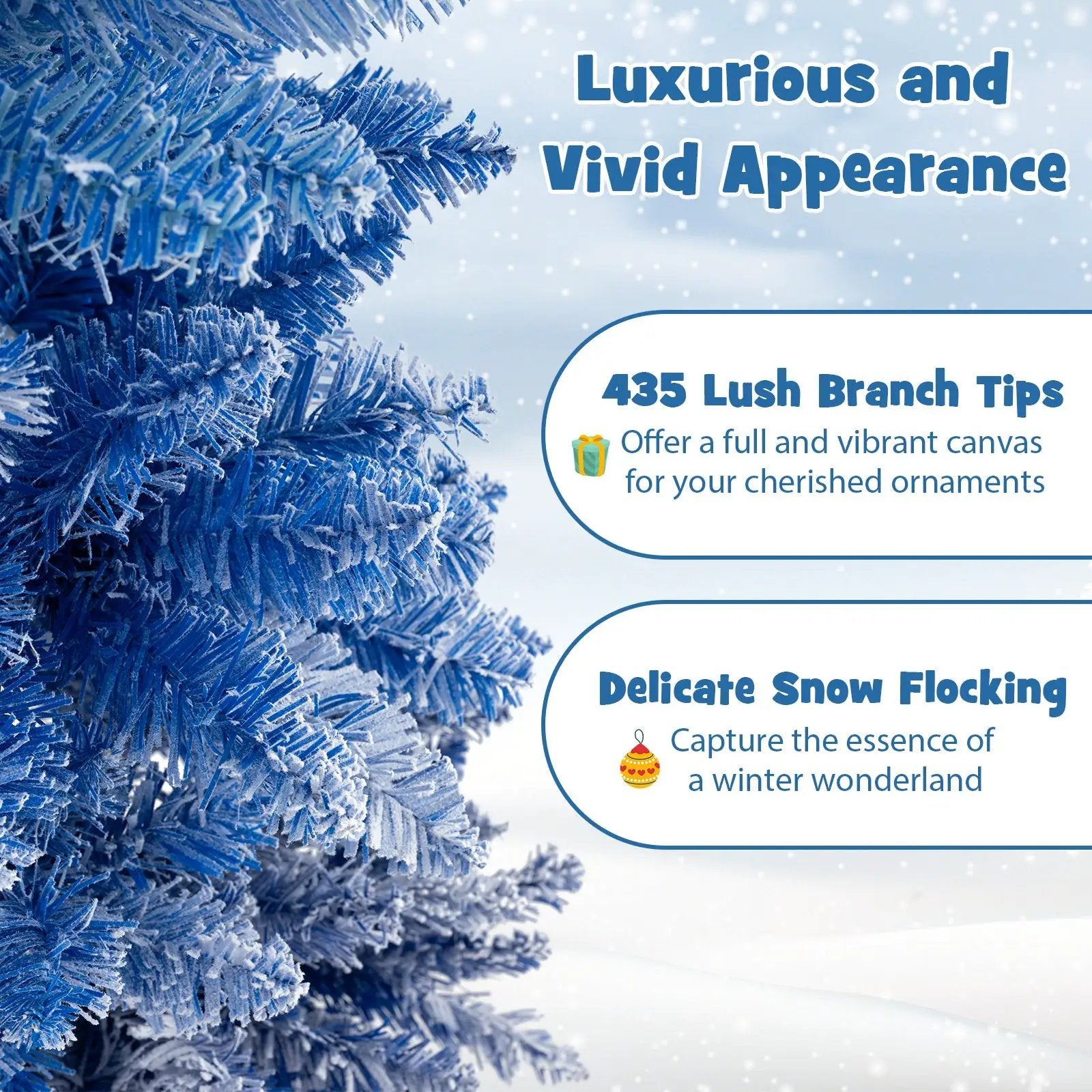 6 Feet Blue Gradient Snow Flocked Artificial Christmas Tree-Blue by DirectDeals
