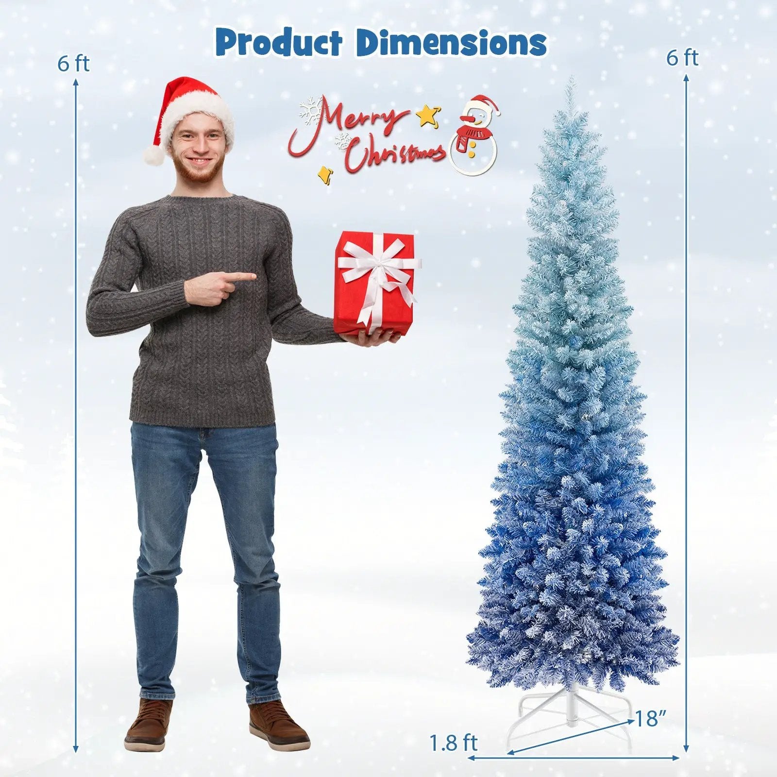 6 Feet Blue Gradient Snow Flocked Artificial Christmas Tree-Blue by DirectDeals
