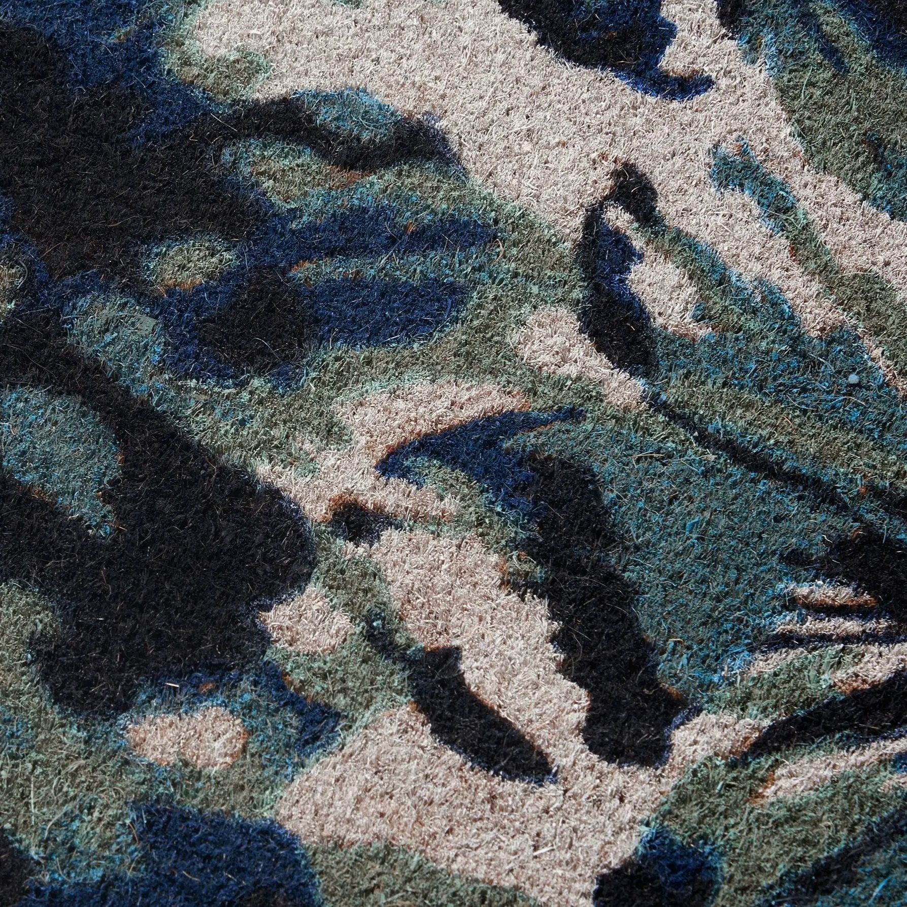 Blue Floral Doormat Durable by Fab Habitat