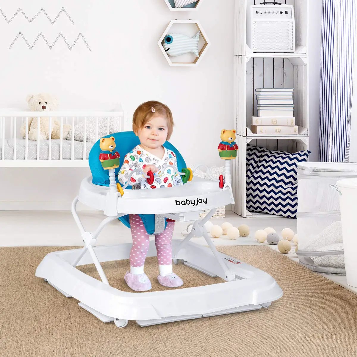 Adjustable Height Removable Folding Portable Baby Walker by DirectDeals