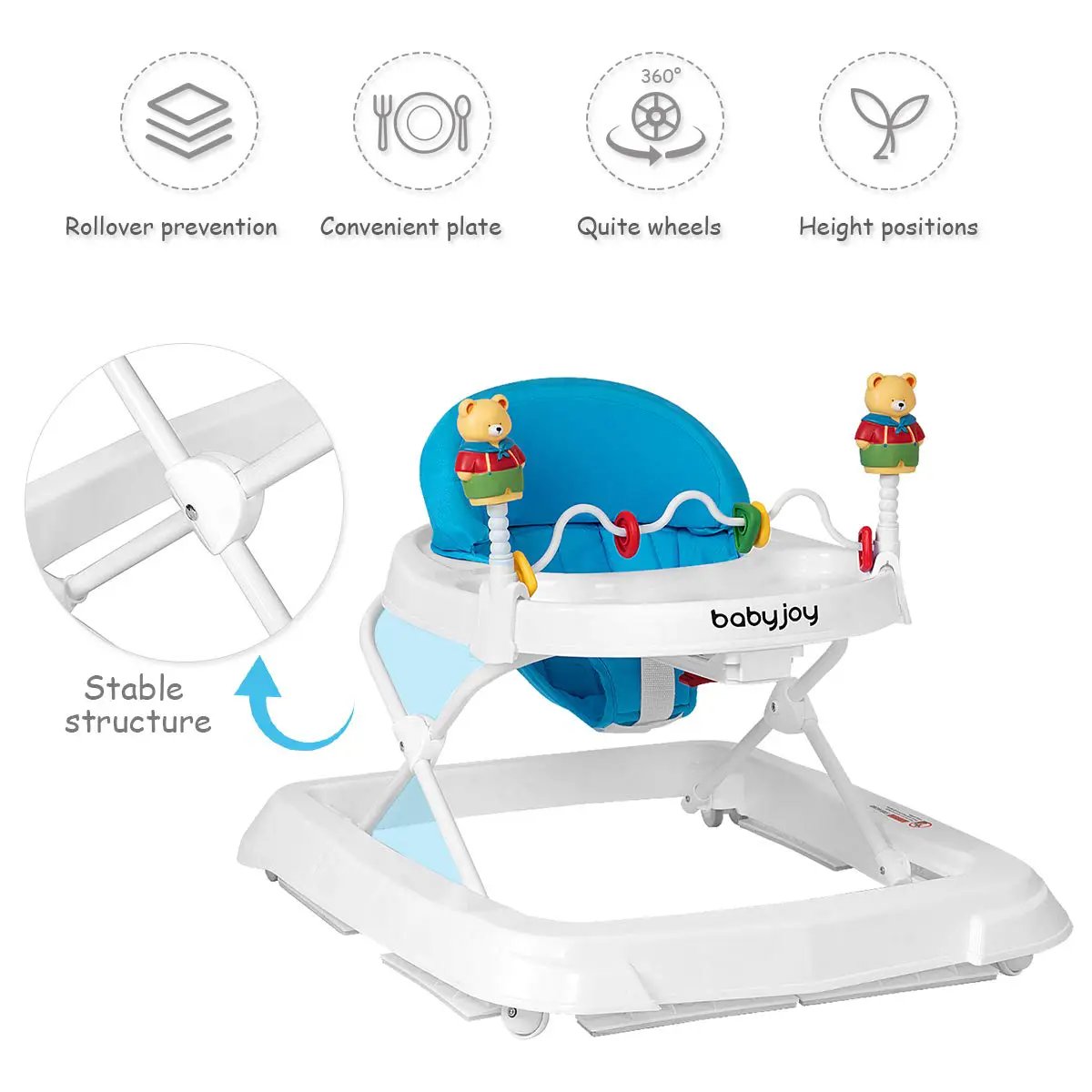 Adjustable Height Removable Folding Portable Baby Walker by DirectDeals
