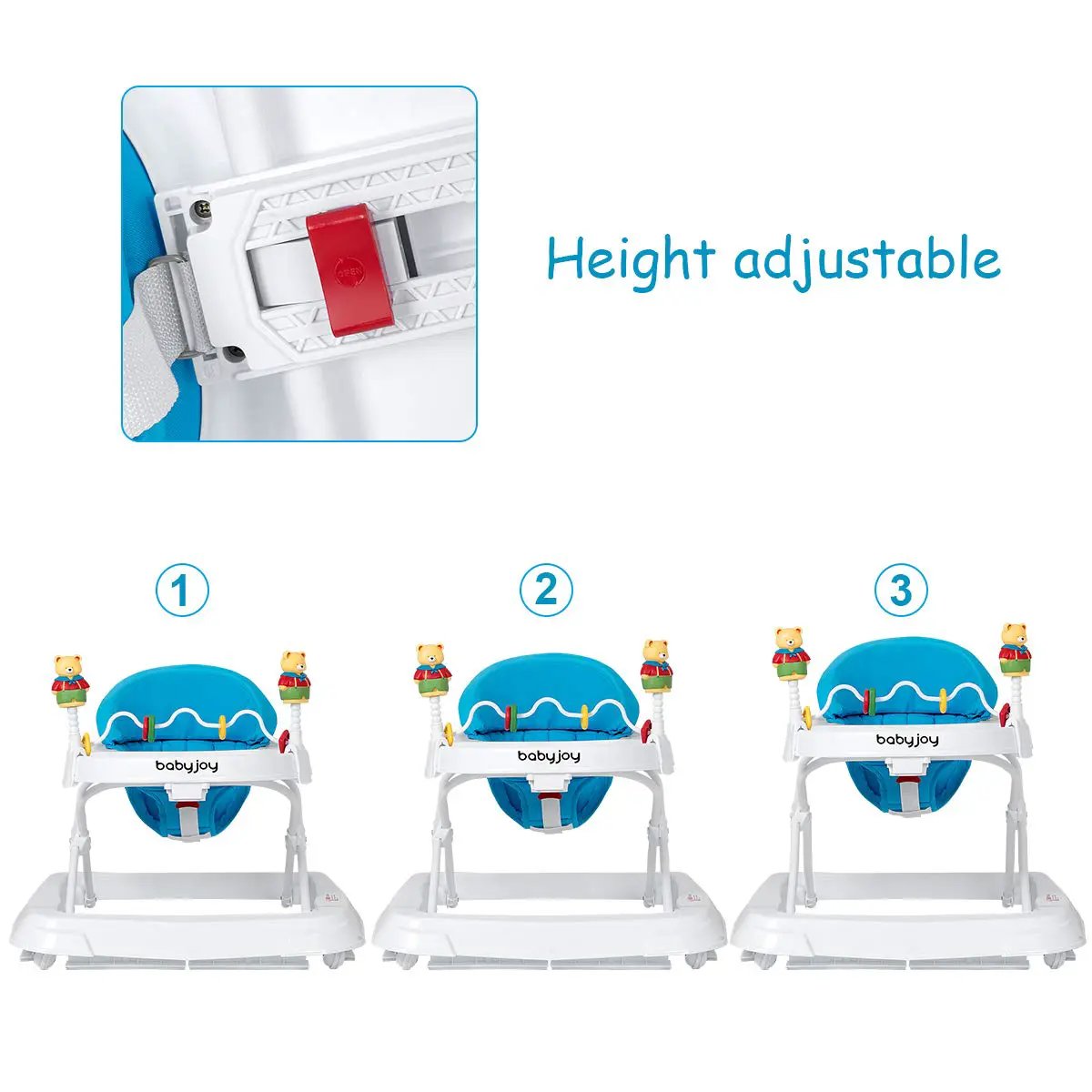 Adjustable Height Removable Folding Portable Baby Walker by DirectDeals