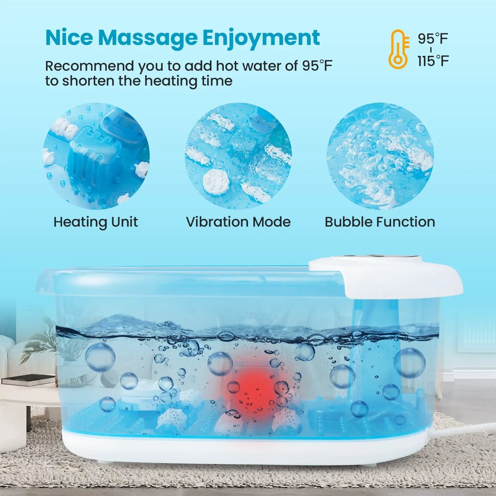 Foot Spa Massager Tub with Removable Pedicure Stone and Massage Beads-Blue by DirectDeals