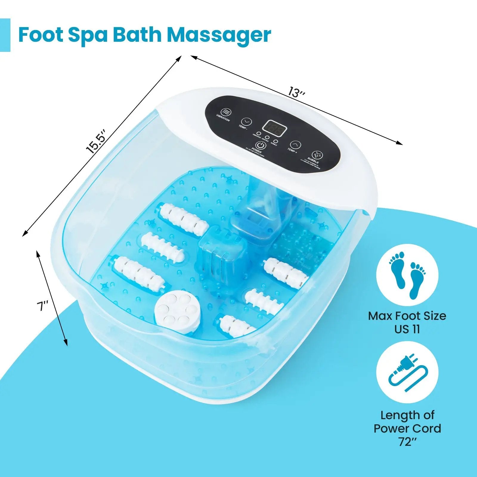 Foot Spa Massager Tub with Removable Pedicure Stone and Massage Beads-Blue by DirectDeals