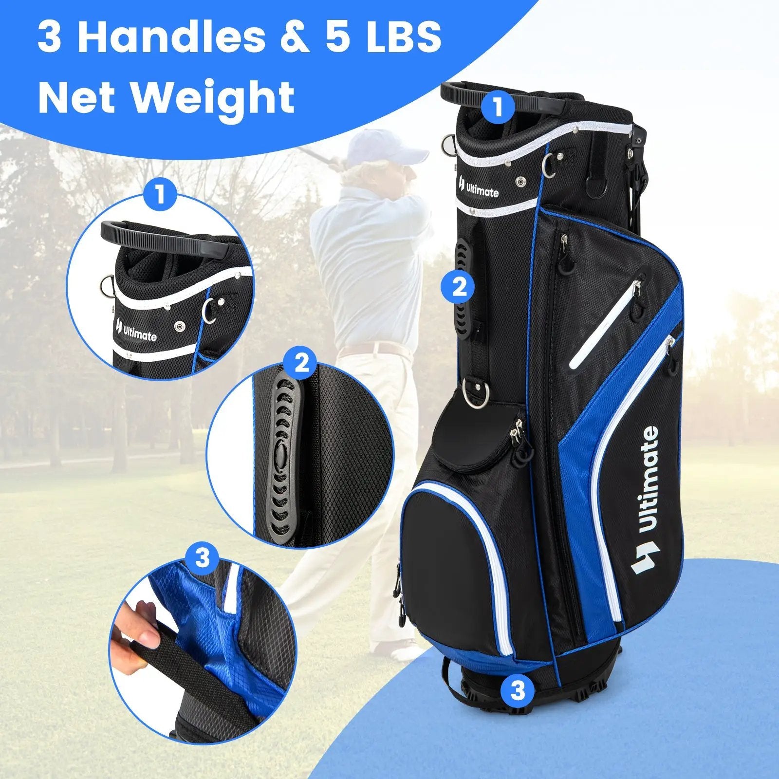 Lightweight Golf Stand Bag with 14 Way Top Dividers and 6 Pockets by DirectDeals