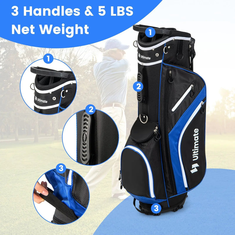 Lightweight Golf Stand Bag with 14 Way Top Dividers and 6 Pockets by DirectDeals