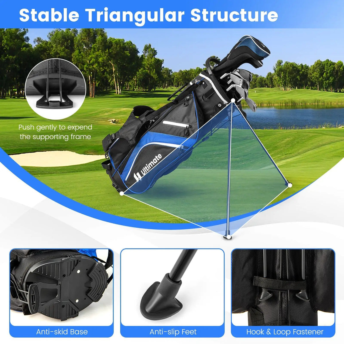 Lightweight Golf Stand Bag with 14 Way Top Dividers and 6 Pockets by DirectDeals