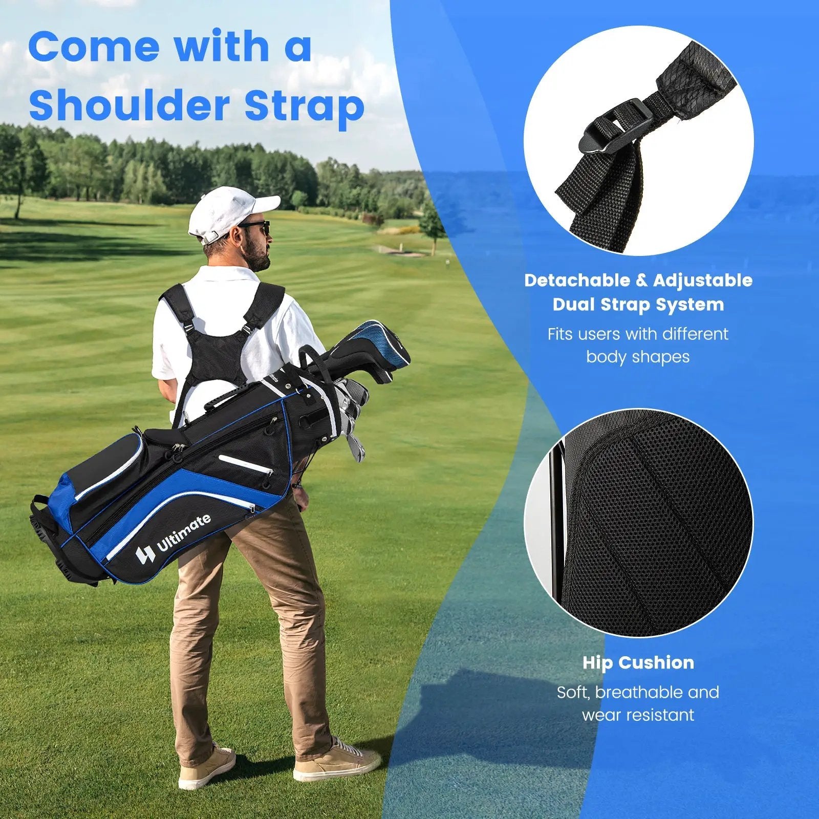 Lightweight Golf Stand Bag with 14 Way Top Dividers and 6 Pockets by DirectDeals
