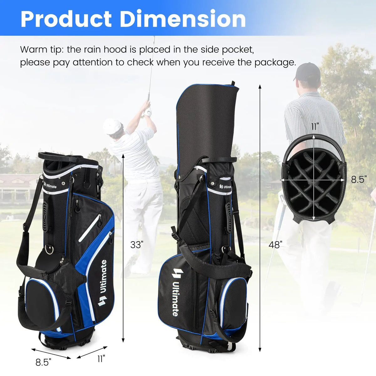 Lightweight Golf Stand Bag with 14 Way Top Dividers and 6 Pockets by DirectDeals