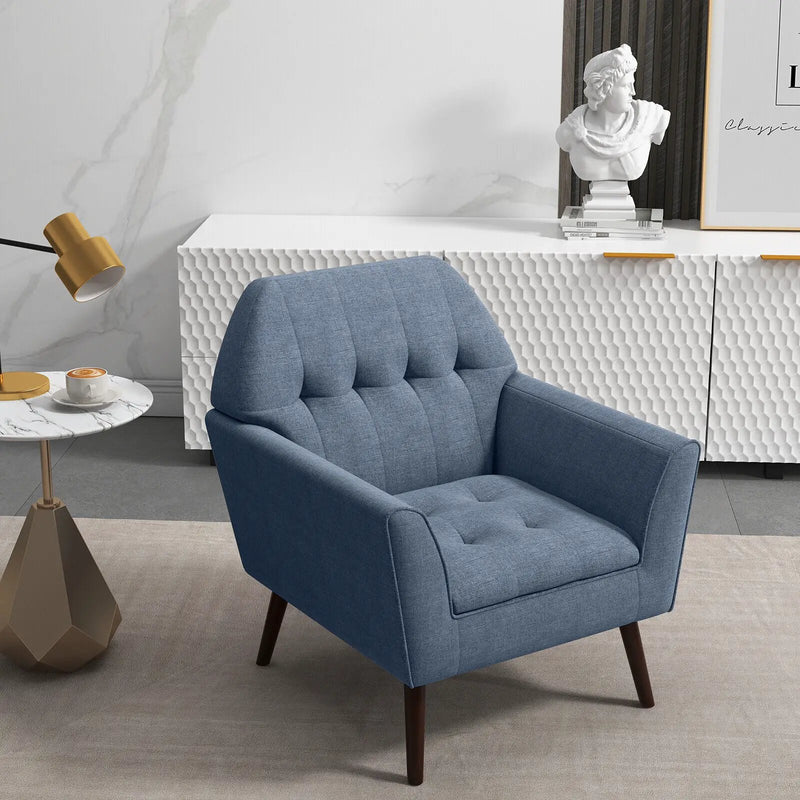 Modern Tufted Fabric Accent Chair with Rubber Wood Legs by DirectDeals