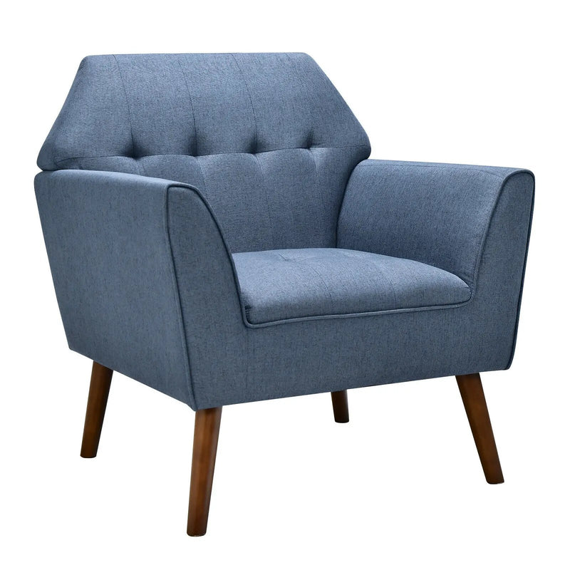 Modern Tufted Fabric Accent Chair with Rubber Wood Legs by DirectDeals