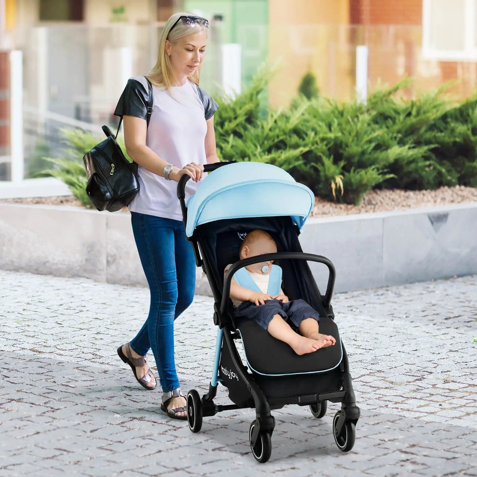 One-Hand Folding Portable Lightweight Baby Stroller with Aluminum Frame by DirectDeals