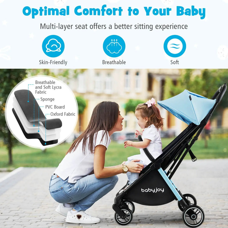 One-Hand Folding Portable Lightweight Baby Stroller with Aluminum Frame by DirectDeals