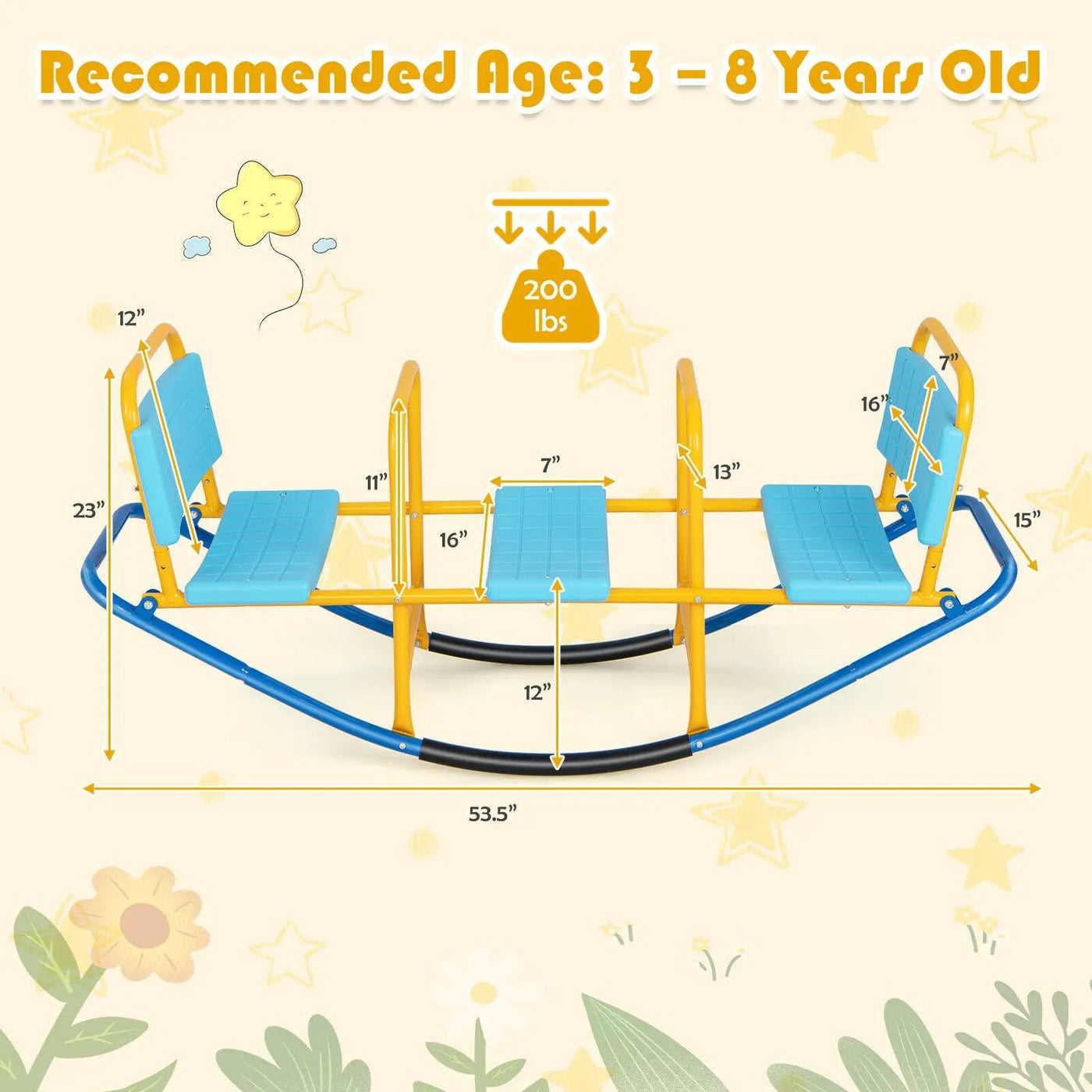 Outdoor Kids Seesaw Swivel Teeter for 3 to 8 Years Old by DirectDeals