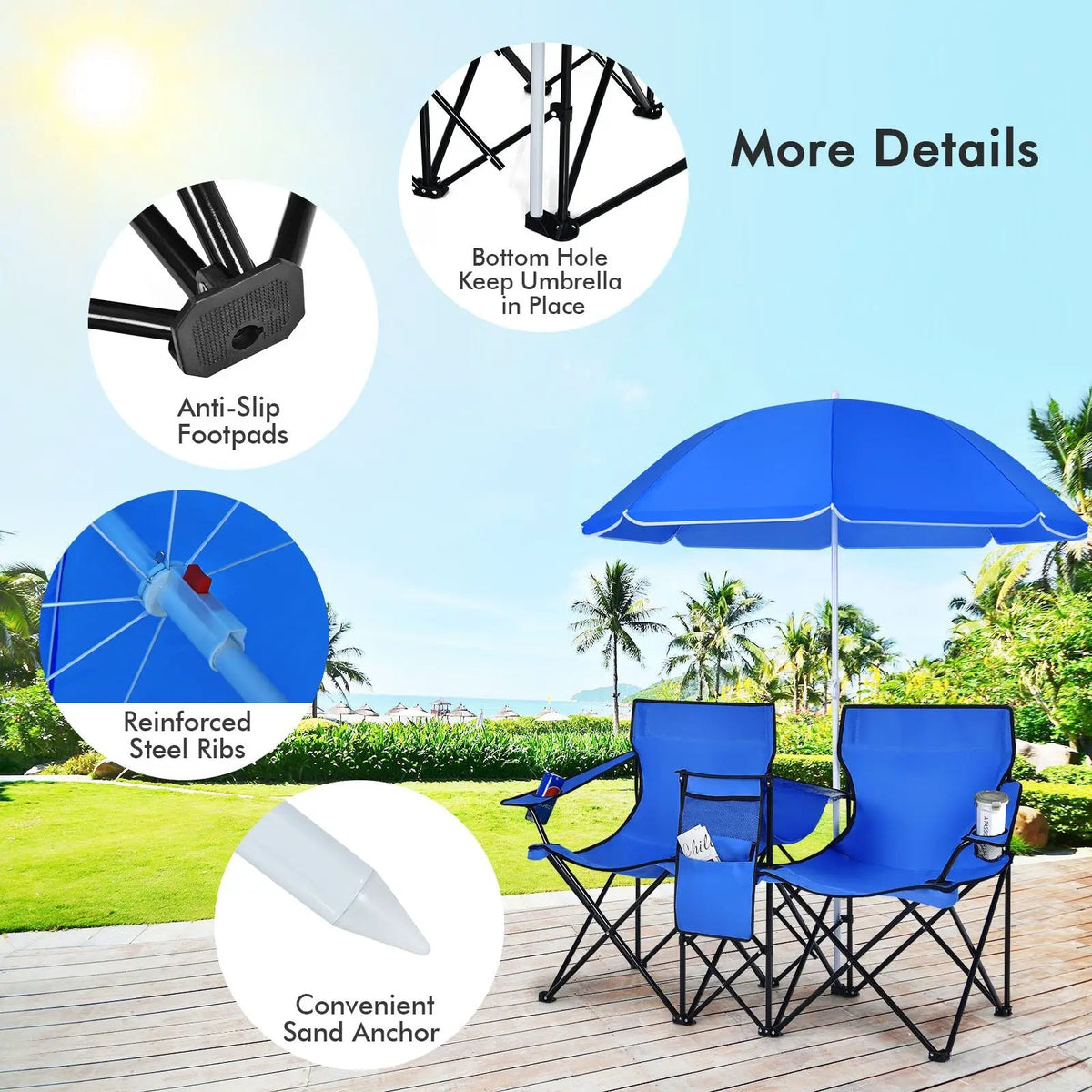 Portable Folding Picnic Double Chair by DirectDeals