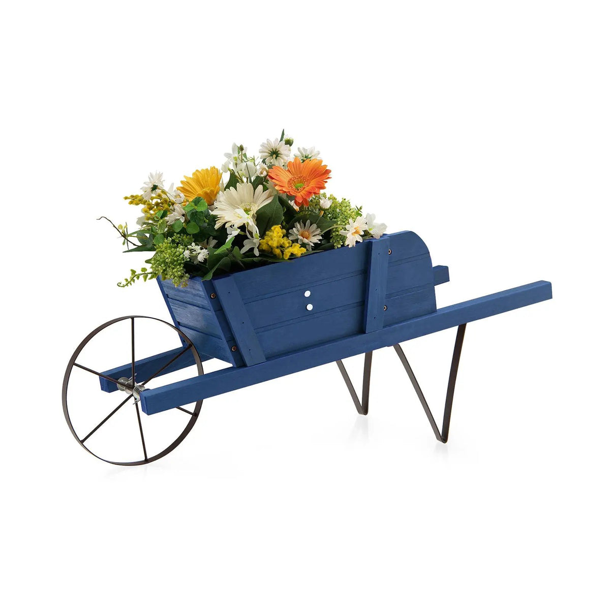 Wooden Wagon Planter with 9 Magnetic Accessories for Garden Yard by DirectDeals
