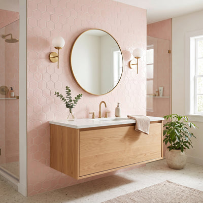 Blush Glossy Hexagon 5 Ceramic Tiles 5
