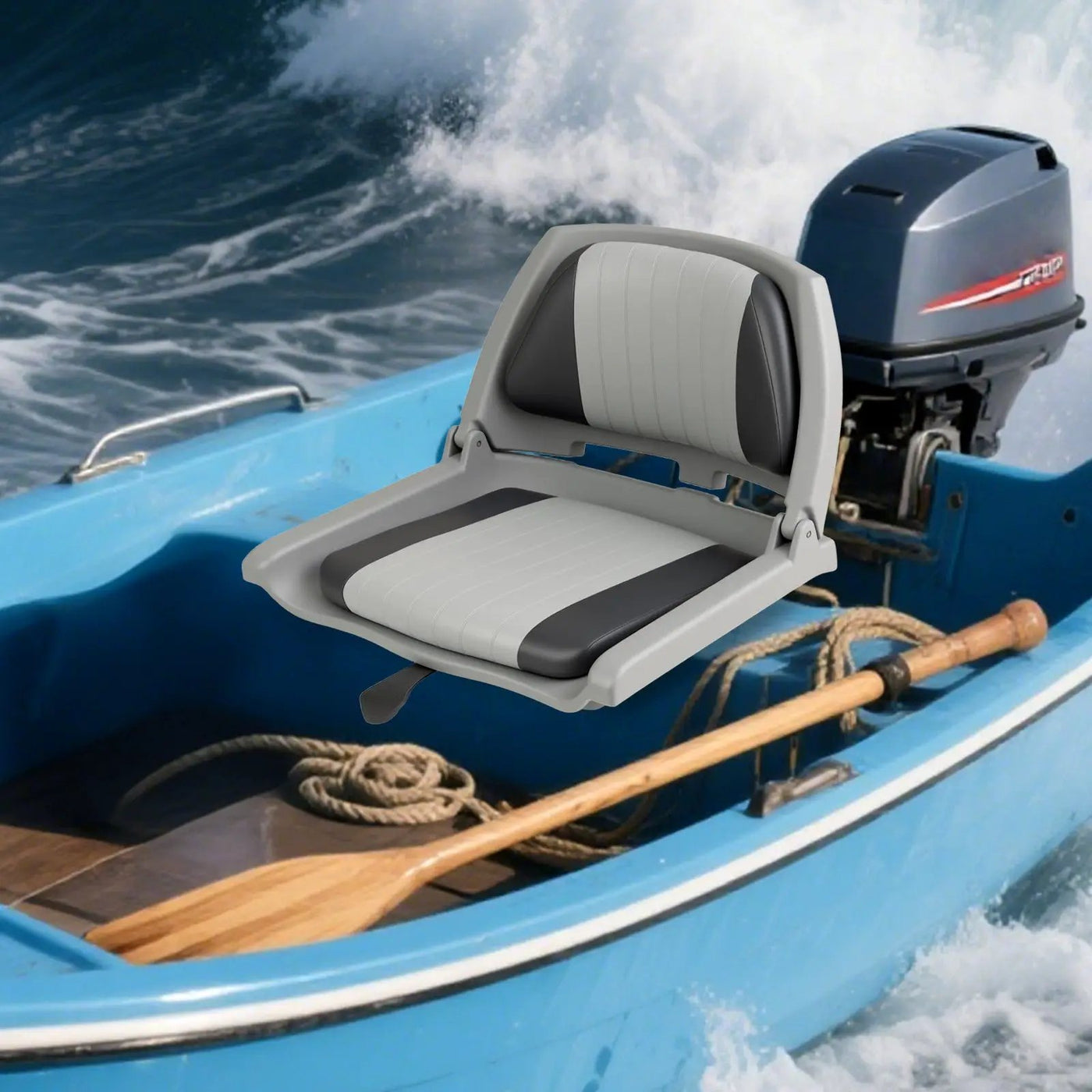 Boat Seat Folding Low Back Boat Chair with Marine-Grade PVC by DirectDeals