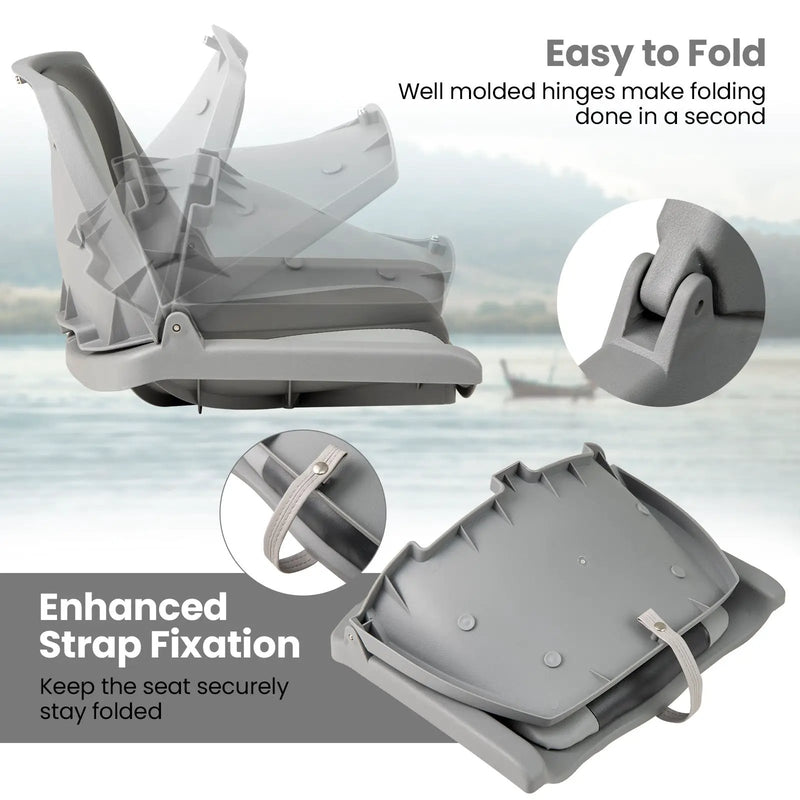 Boat Seat Folding Low Back Boat Chair with Marine-Grade PVC by DirectDeals
