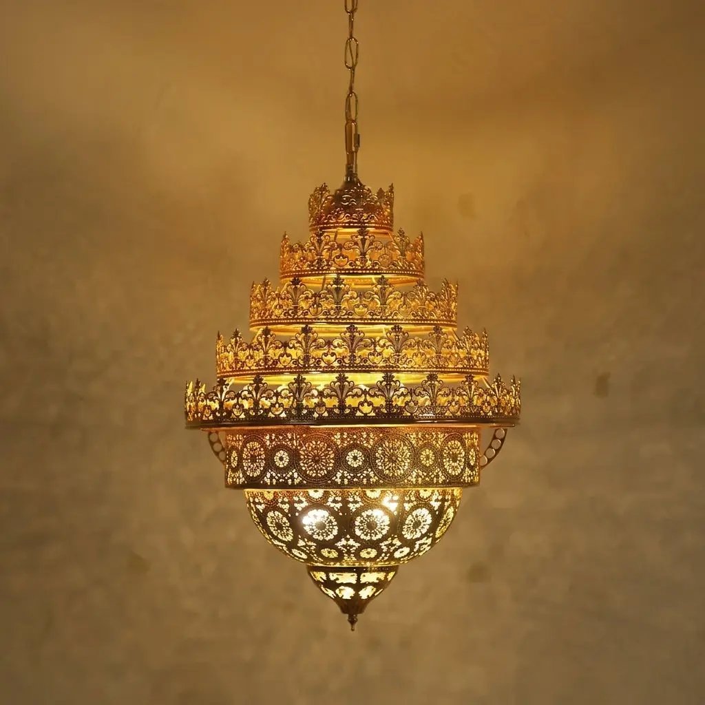 Bohemian Retro Chandelier Luxury Iron Golden Pendant Light Living Dining Hotel Coffee Shop Exhibition Hall Indoor Lamp by House Of Avana