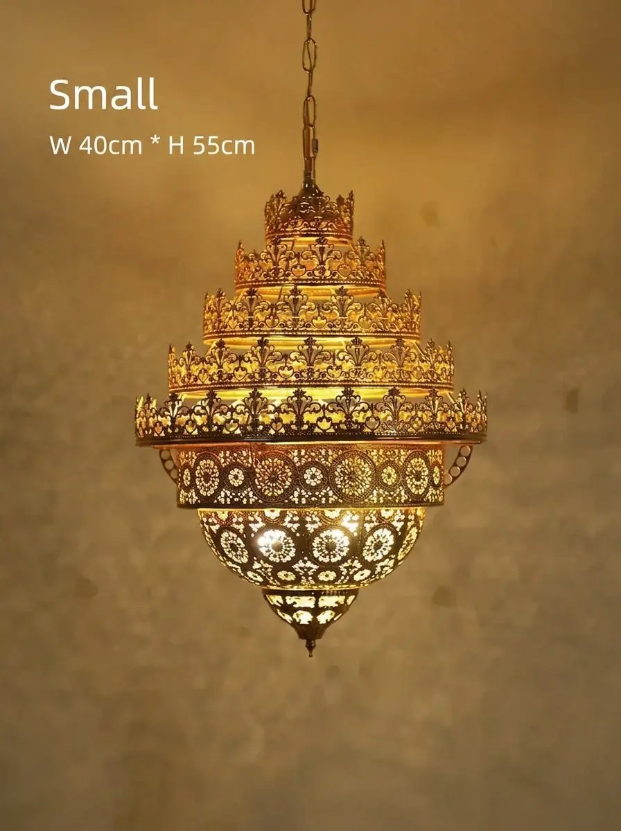 Bohemian Retro Chandelier Luxury Iron Golden Pendant Light Living Dining Hotel Coffee Shop Exhibition Hall Indoor Lamp by House Of Avana