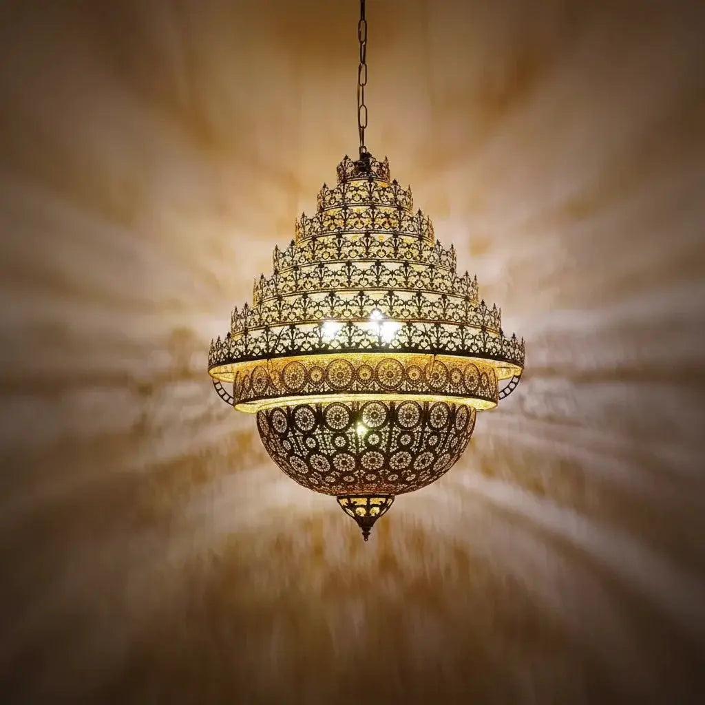 Bohemian Retro Chandelier Luxury Iron Golden Pendant Light Living Dining Hotel Coffee Shop Exhibition Hall Indoor Lamp by House Of Avana