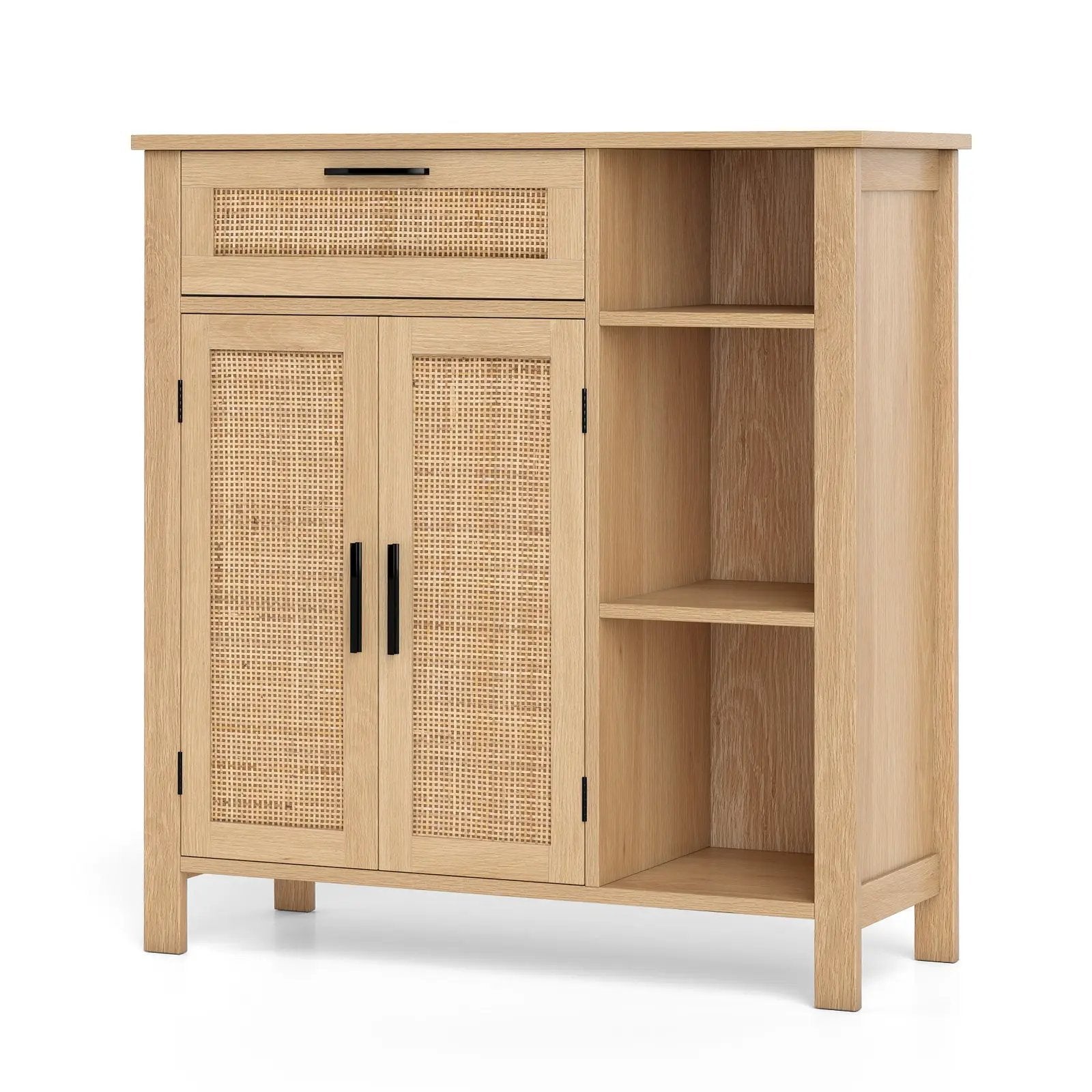 Boho Buffet Sideboard Storage Cabinet with Drawer and Rattan Woven Doors-Natural by DirectDeals