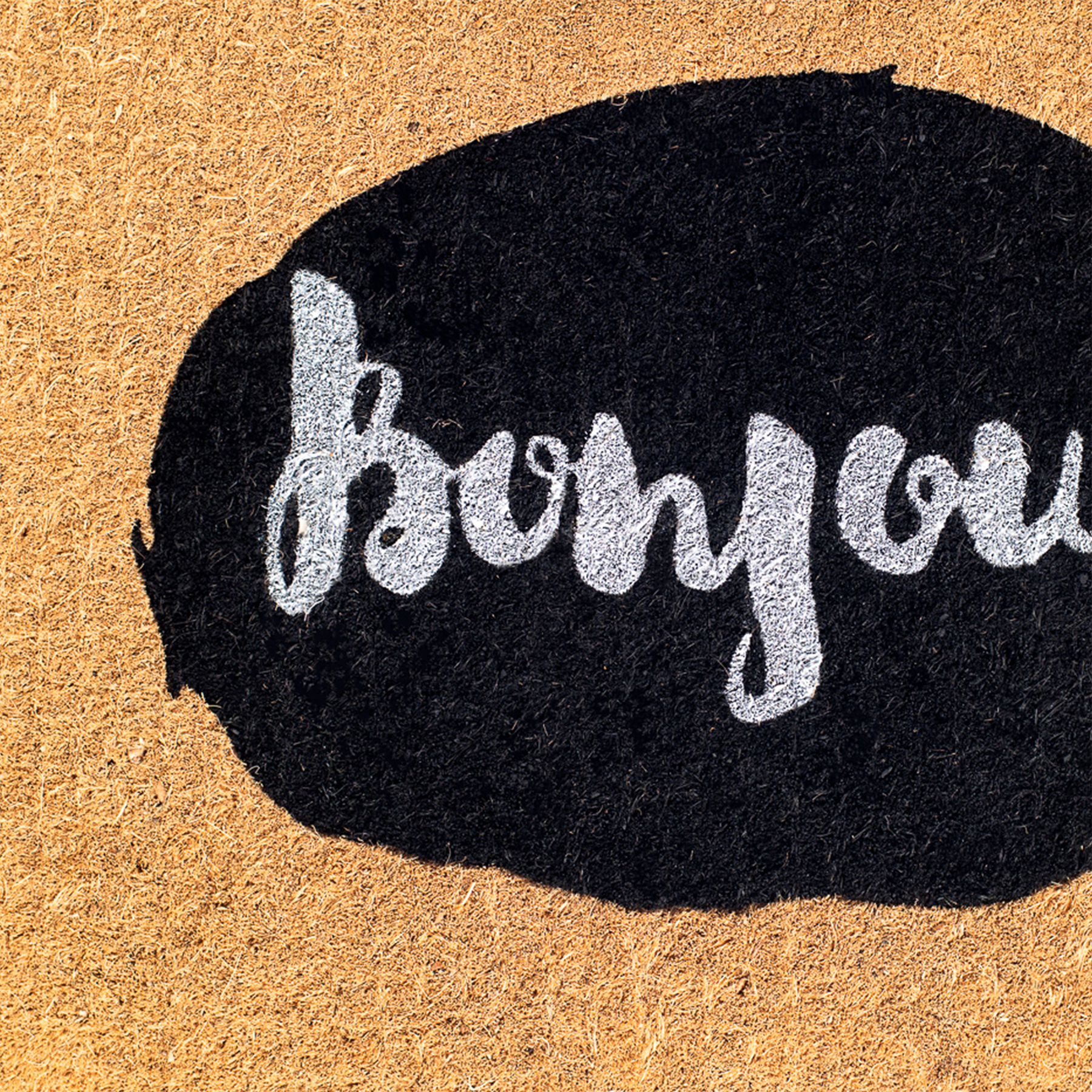 Bonjour Callout Doormat (18" x 30" Thick) Handwoven, Durable FINAL SALE by Fab Habitat