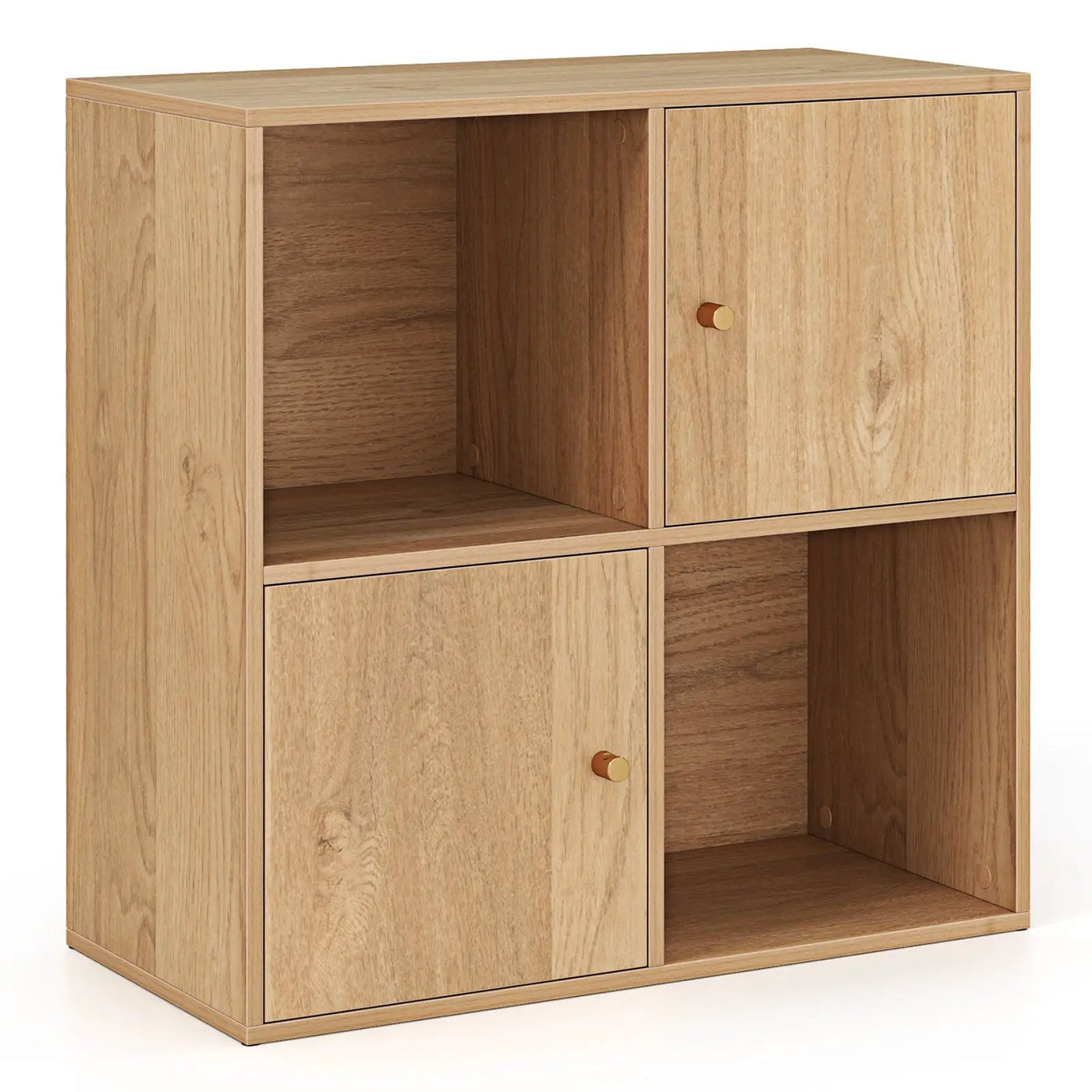 4-Cube Bookcase 3-Tier Bookshelf with Dual Anti-Tipping Kits and 2 Cabinets by DirectDeals