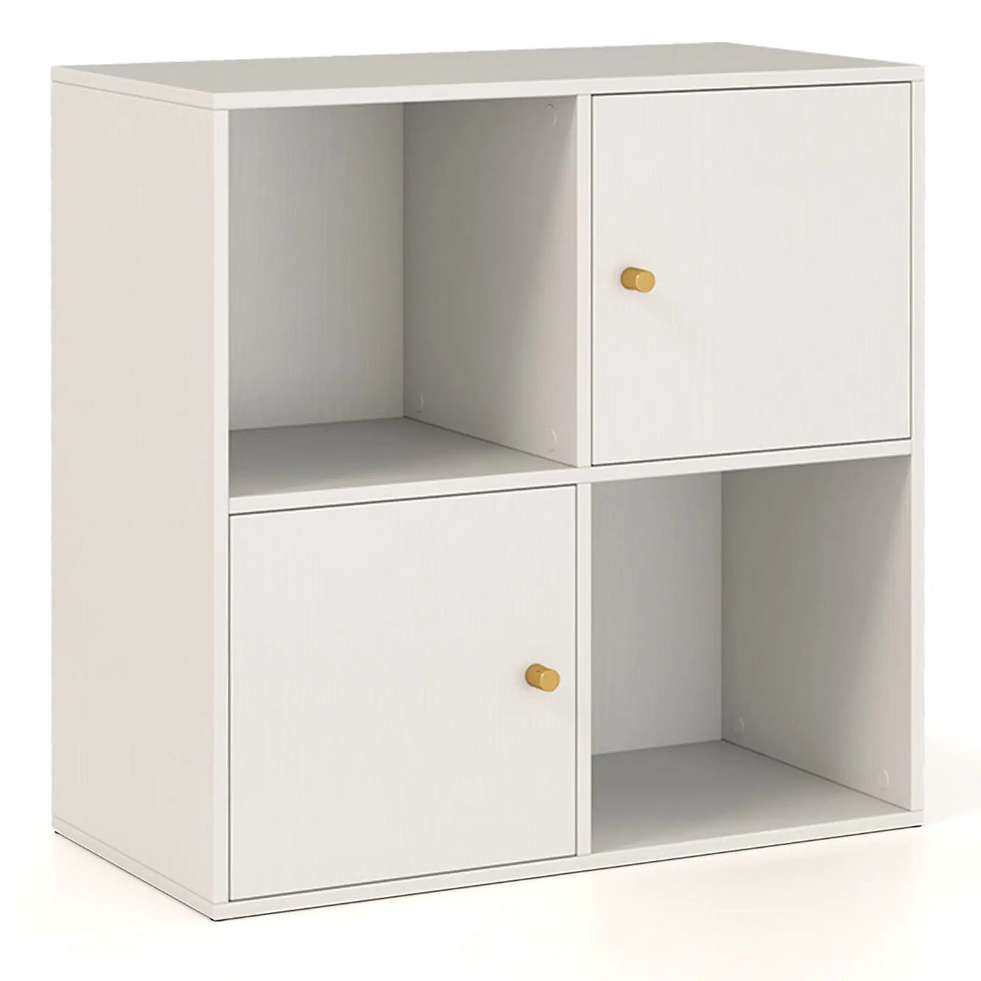4-Cube Bookcase 3-Tier Bookshelf with Dual Anti-Tipping Kits and 2 Cabinets by DirectDeals