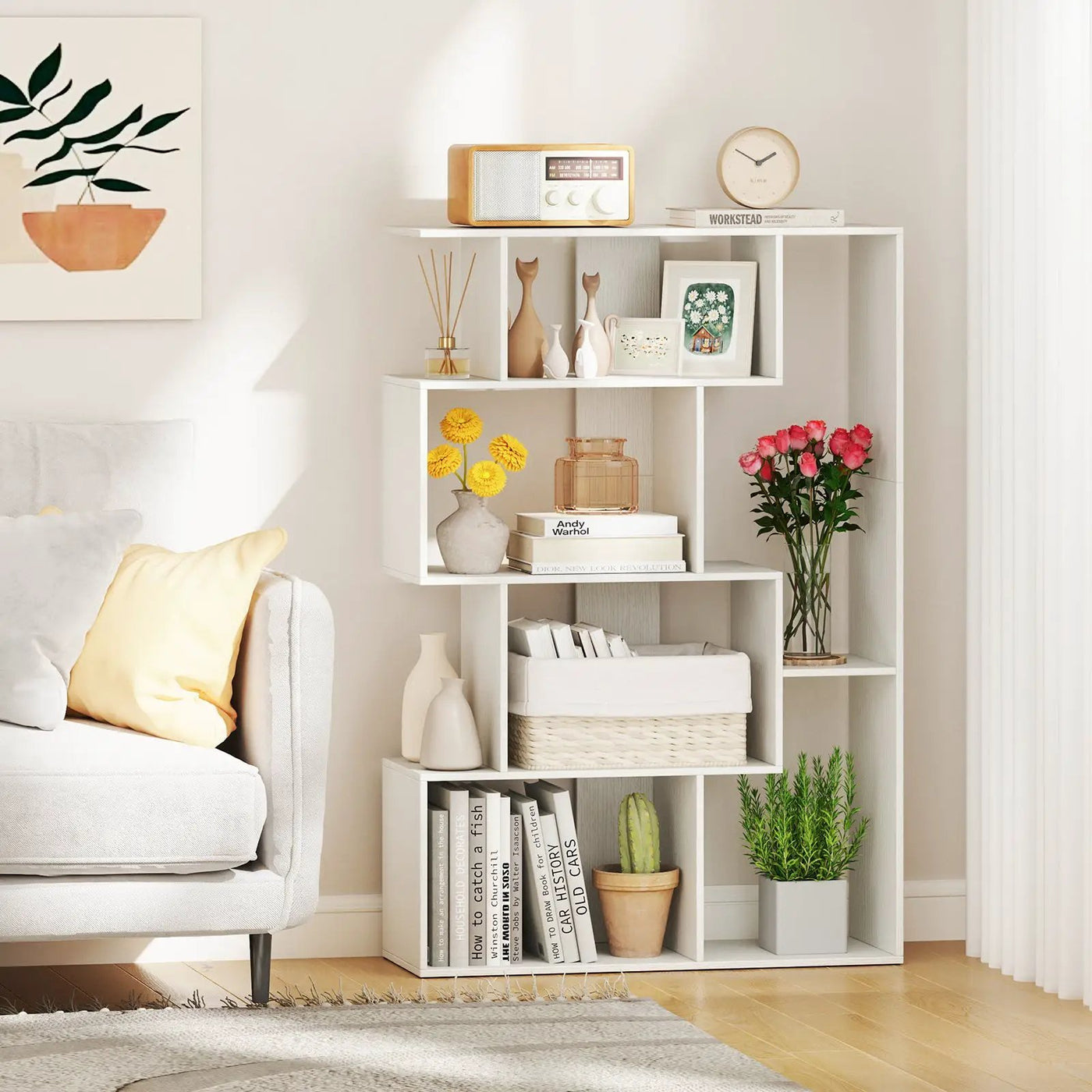 47 Inch 6-Cube Open-back Geometric Bookshelf for Bedroom Living Room by DirectDeals