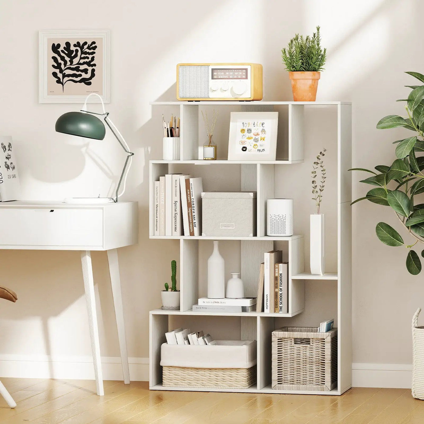 47 Inch 6-Cube Open-back Geometric Bookshelf for Bedroom Living Room by DirectDeals